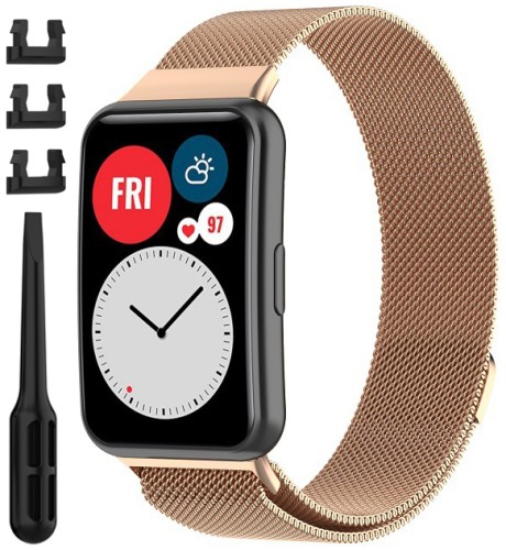 Bransoleta Milanese pasek RabbiMob do Huawei Watch Fit / Fit SE / Fit New | Różowe złoto
