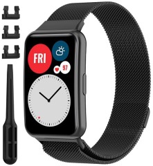 Bransoleta Milanese pasek RabbiMob do Huawei Watch Fit / Fit SE / Fit New | Czarny