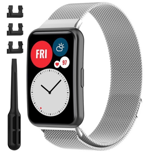 Bransoleta Milanese pasek RabbiMob do Huawei Watch Fit / Fit SE / Fit New | Srebrny