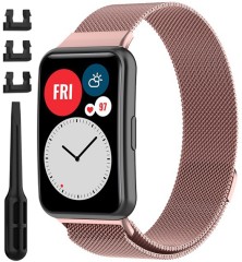 Bransoleta Milanese pasek RabbiMob do Huawei Watch Fit / Fit SE / Fit New | Różowy