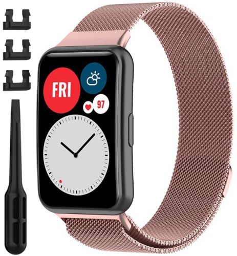 Bransoleta Milanese pasek RabbiMob do Huawei Watch Fit / Fit SE / Fit New | Różowy