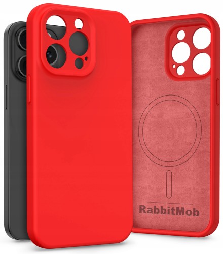 Etui RabbitMob do iPhone 15 Pro Max, Silikonowe PREMIUM, Case, do MagSafe | Czerwony