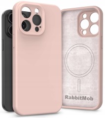 Etui RabbitMob do iPhone 15 Pro, Silikonowe PREMIUM, Case, do MagSafe | Różowy