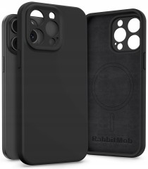 Etui RabbitMob do iPhone 15 Pro, Silikonowe PREMIUM, Case, do MagSafe | Czarny