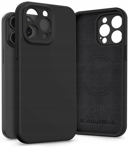 Etui RabbitMob do iPhone 15 Pro, Silikonowe PREMIUM, Case, do MagSafe | Czarny