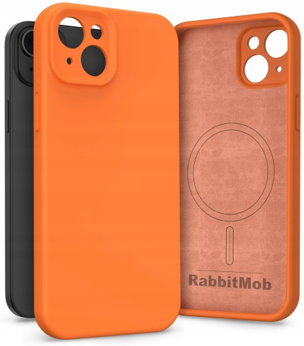 Etui RabbitMob do iPhone 15 Plus, Silikonowe PREMIUM, Smukłe, do MagSafe | Pomarańczowy