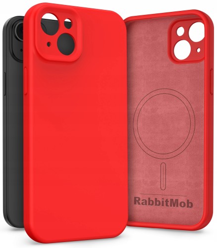 Etui RabbitMob do iPhone 15 Plus, Silikonowe PREMIUM, Smukłe, do MagSafe | Czerwony