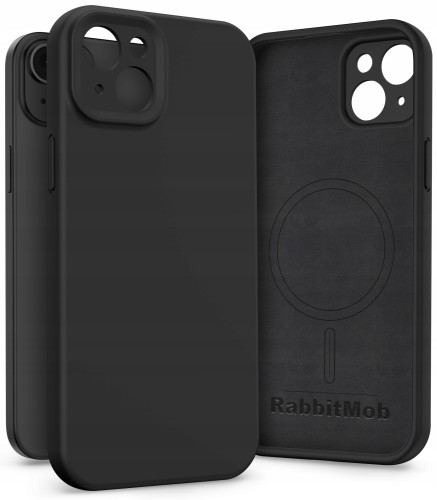 Etui RabbitMob do iPhone 15 Plus, Silikonowe PREMIUM, Smukłe, do MagSafe | Czarny
