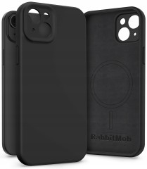 Etui RabbitMob do iPhone 15, Silikonowe PREMIUM, Case, Smukłe, do MagSafe | Czarny