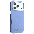 Etui Karl Lagerfeld Grained Allover Logo Metal Elongated MagSafe na iPhone 17 Pro / 18 Pro - niebieskie