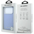 Etui Karl Lagerfeld Grained Allover Logo Metal Elongated MagSafe na iPhone 17 Pro / 18 Pro - niebieskie