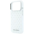 Etui Karl Lagerfeld IML Rhinestones Allover and Electroplated Logo na iPhone 17 Pro / 18 Pro - białe