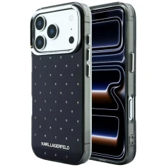 Etui Karl Lagerfeld IML Rhinestones Allover and Electroplated Logo na iPhone 17 Pro / 18 Pro  - czarne