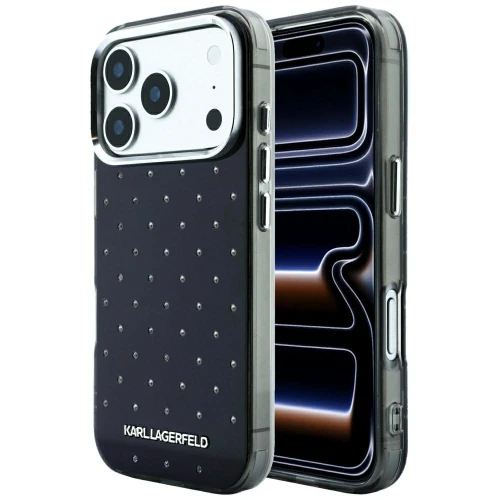 Etui Karl Lagerfeld IML Rhinestones Allover and Electroplated Logo na iPhone 17 Pro / 18 Pro  - czarne