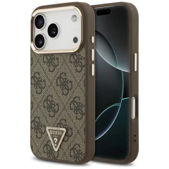 Etui Guess 4G Triangle Logo MagSafe na iPhone 17 Pro / 18 Pro - brązowe