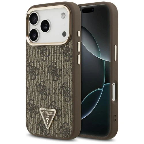 Etui Guess 4G Triangle Logo MagSafe na iPhone 17 Pro / 18 Pro - brązowe