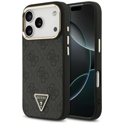 Etui Guess 4G Triangle Logo MagSafe na iPhone 17 Pro / 18 Pro - czarno-złote