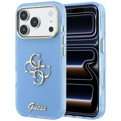 Etui Guess IML 4G Script Metal na iPhone 17 Pro / 18 Pro - jasnoniebieskie