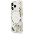 Etui Guess IML Glitter Flowers Triangle MagSafe na iPhone 17 Pro / 18 Pro - białe
