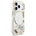 Etui Guess IML Glitter Flowers Triangle MagSafe na iPhone 17 Pro / 18 Pro - białe
