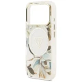 Etui Guess IML Glitter Flowers Triangle MagSafe na iPhone 17 Pro / 18 Pro - białe