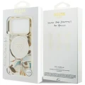 Etui Guess IML Glitter Flowers Triangle MagSafe na iPhone 17 Pro / 18 Pro - białe