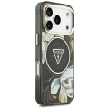 Etui Guess IML Glitter Flowers Triangle MagSafe na iPhone 17 Pro / 18 Pro - czarne