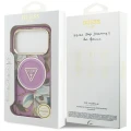 Etui Guess IML Glitter Flowers Triangle MagSafe na iPhone 17 Pro / 18 Pro - fioletowe