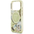 Etui Guess IML Glitter Flowers Triangle MagSafe na iPhone 17 Pro / 18 Pro - zielone