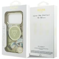 Etui Guess IML Glitter Flowers Triangle MagSafe na iPhone 17 Pro / 18 Pro - zielone