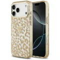 Etui Guess IML Leopard Glitter Triangle Logo MagSafe na iPhone 17 Pro / 18 Pro - brązowe