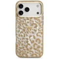Etui Guess IML Leopard Glitter Triangle Logo MagSafe na iPhone 17 Pro / 18 Pro - brązowe