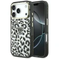 Etui Guess IML Leopard Glitter Triangle Logo MagSafe na iPhone 17 Pro / 18 Pro - czarne