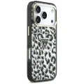 Etui Guess IML Leopard Glitter Triangle Logo MagSafe na iPhone 17 Pro / 18 Pro - czarne