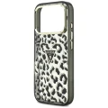 Etui Guess IML Leopard Glitter Triangle Logo MagSafe na iPhone 17 Pro / 18 Pro - czarne
