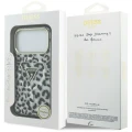 Etui Guess IML Leopard Glitter Triangle Logo MagSafe na iPhone 17 Pro / 18 Pro - czarne