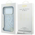 Etui Guess IML Leopard Glitter Triangle Logo MagSafe do iPhone 17 Pro / 18 Pro - niebieskie