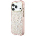 Etui Guess IML Leopard Glitter Triangle Logo MagSafe na iPhone 17 Pro / 18 Pro - różowe