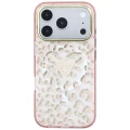 Etui Guess IML Leopard Glitter Triangle Logo MagSafe na iPhone 17 Pro / 18 Pro - różowe