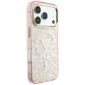 Etui Guess IML Leopard Glitter Triangle Logo MagSafe na iPhone 17 Pro / 18 Pro - różowe