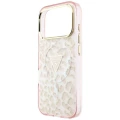 Etui Guess IML Leopard Glitter Triangle Logo MagSafe na iPhone 17 Pro / 18 Pro - różowe