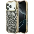 Etui Guess IML Zebra Glitter Triangle Logo MagSafe iPhone 17 Pro / 18 Pro - złote