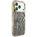 Etui Guess IML Zebra Glitter Triangle Logo MagSafe iPhone 17 Pro / 18 Pro - złote