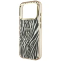 Etui Guess IML Zebra Glitter Triangle Logo MagSafe iPhone 17 Pro / 18 Pro - złote