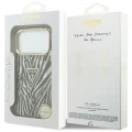 Etui Guess IML Zebra Glitter Triangle Logo MagSafe iPhone 17 Pro / 18 Pro - złote