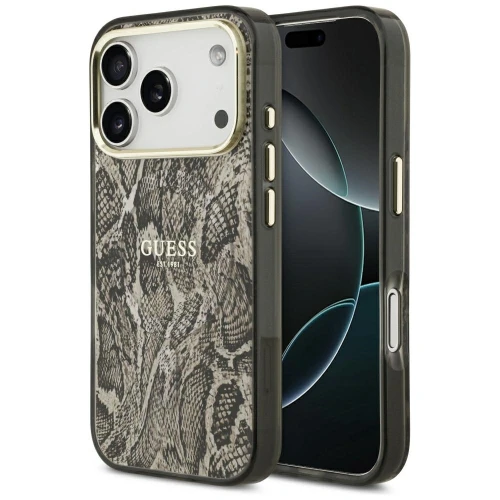 Etui Guess Python Pattern MagSafe na iPhone 17 Pro / 18 Pro - brązowe
