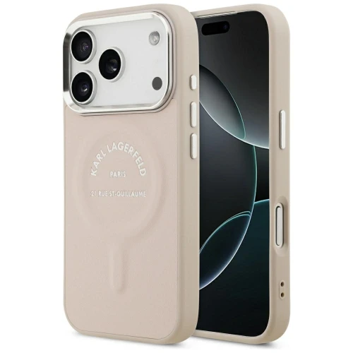 Etui Karl Lagerfeld Embossed Open Ring RSG Logo MagSafe na iPhone 17 Pro / 18 Pro - różowe