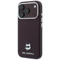 Etui Karl Lagerfeld Grained Choupette Head Metal MagSafe na iPhone 17 Pro / 18 Pro - burgundowe