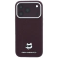 Etui Karl Lagerfeld Grained Choupette Head Metal MagSafe na iPhone 17 Pro / 18 Pro - burgundowe