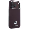 Etui Karl Lagerfeld Grained Choupette Head Metal MagSafe na iPhone 17 Pro / 18 Pro - burgundowe